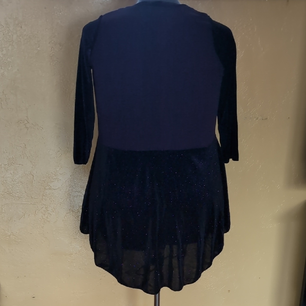 Purple Velvet 3/4 Sleeve Dress Or Tunic - Picture 2 of 3
